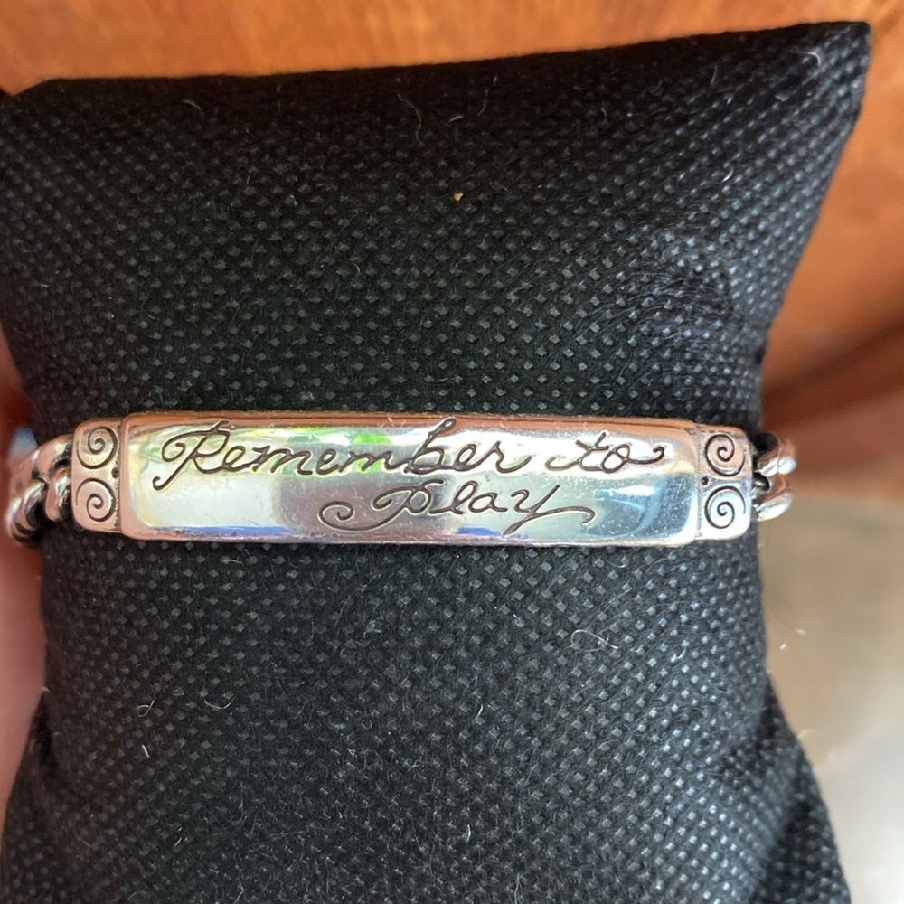 Brighton‎ vintage “Remember to Play” etched silver ID style link bracelet